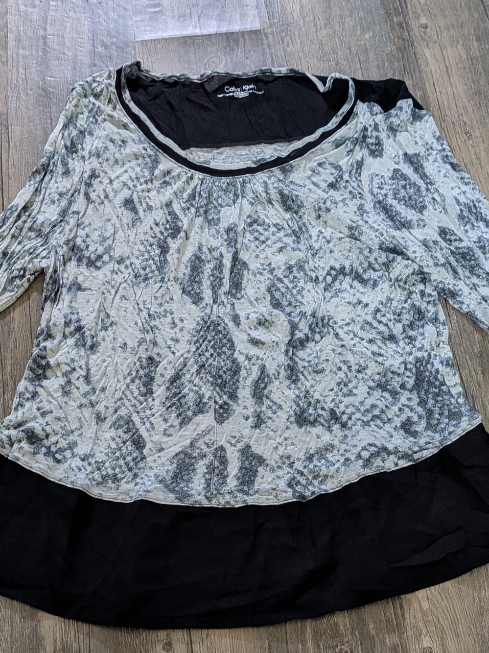 Calvin Klein Two-Tone Black and Gray Layered Tunic